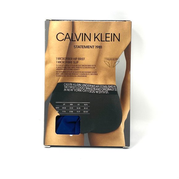 Calvin Klein 1 Pack Men Size Underwear NB1701412  Microfiber Hip Brief Blue Logo - Picture 5 of 6
